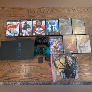 Sony PlayStation 2 Bundle with controllers, memory card and 9 Games